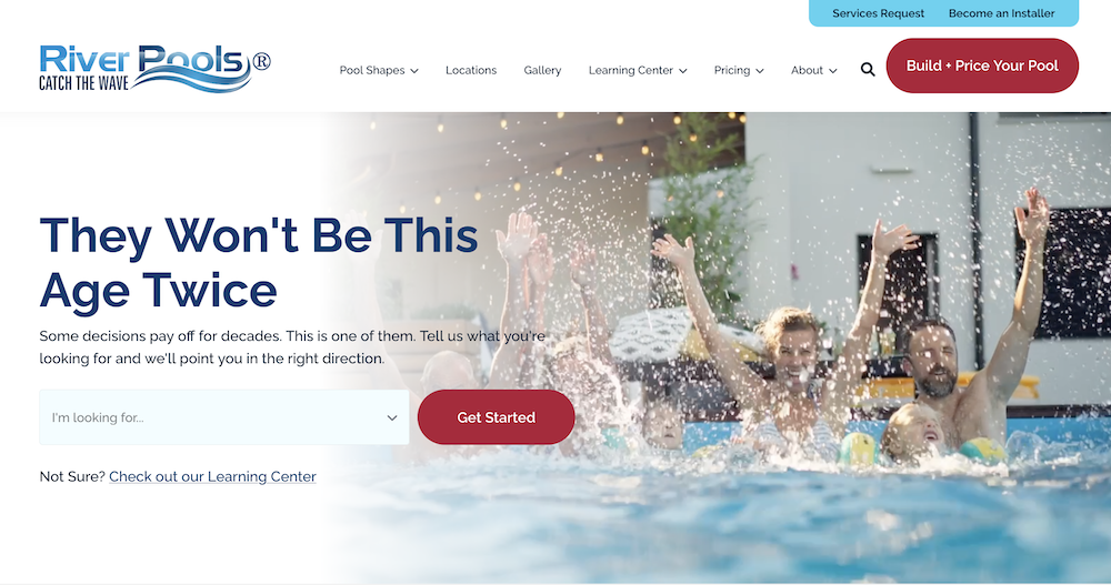 example swimming pool company home page message