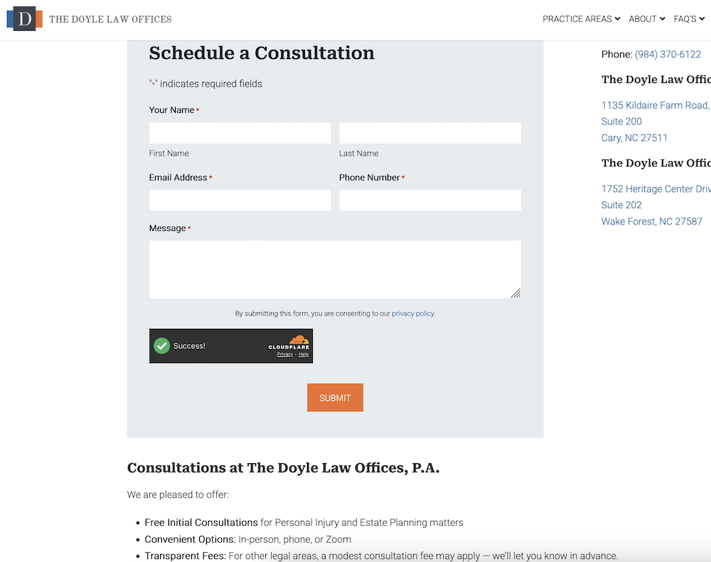 example website schedule free consultation