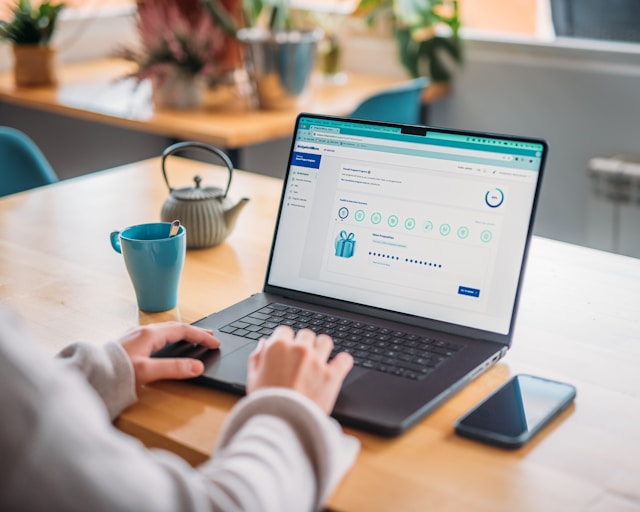 marketing portfolio on laptop