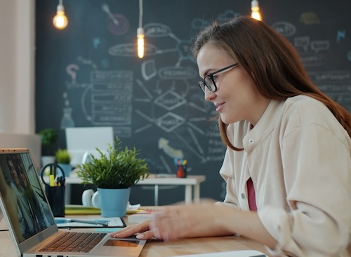 person smiling at website design