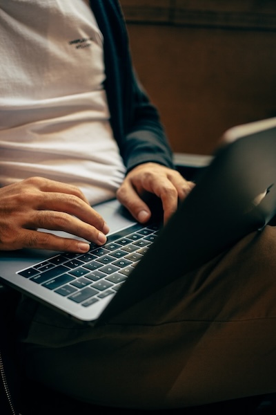 person working on laptop