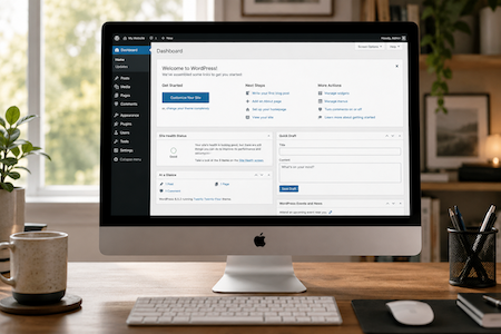 wordpress cms on desktop screen