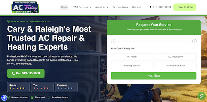 ACToday hvac website example