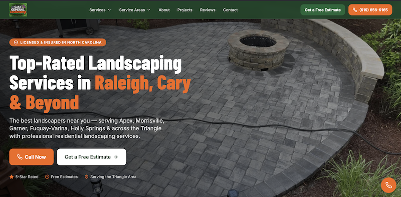 raleigh north carolina landscaping home page example
