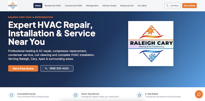 raleigh cary hvac website example